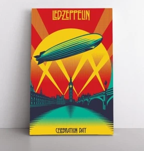 Póster de concierto vintage de zepelín led impreso en lienzo enmarcado arte de pared rock clásico - Imagen 1 de 8