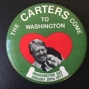Vintage 3 3/4" The Carters Come To Washington Pin Jimmy Carter Einweihung - Bild 1 von 2