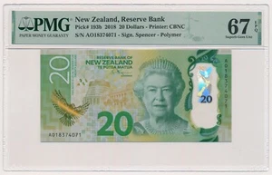 NEW ZEALAND banknote 20 Dollars 2018 PMG MS 67 EPQ Superb Gem Uncirculated - Picture 1 of 7