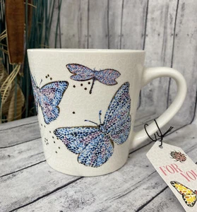SEEDS & SUNSHINE BUTTERFLY COFFEE MUG CRACKLE STYLE! LOOKS LIKE STAINED GLASS! - Picture 1 of 7