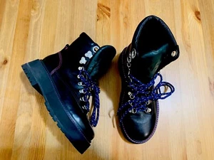 Larroude Jordan platform lace up leather combat boots black NWOB size 6 - Picture 1 of 9
