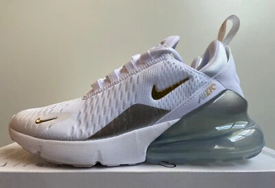 Nike Air Max 270 ESS Blanco Metálico Dorado DM3080-100 Para Mujer Talla 12 Sin Tapa Foto 1 de 4