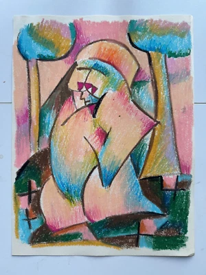 Figura de arte forastero abstracto vintage papel posmoderno 9x12 Foto 1 de 4