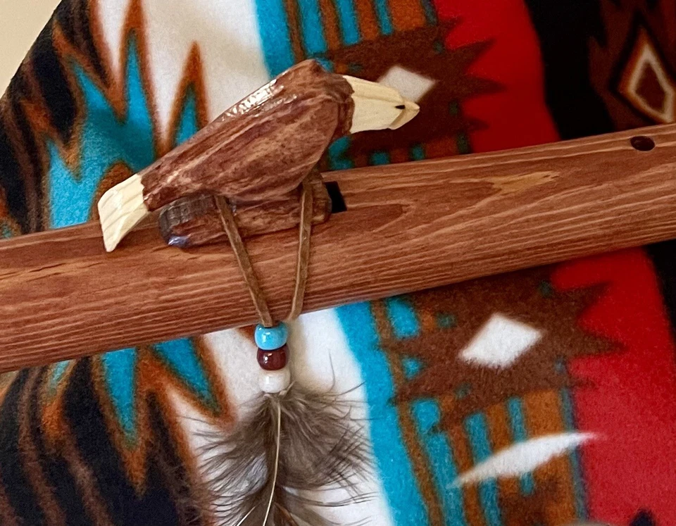 Eagle Flute By Native American Jonah Thompson - A MINOR With Fleece Flute bag - Image 1 of 4