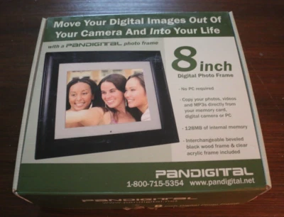 Pandigital 8" LCD Digital Photo Frame Black 128mb DPF80-2B Open Box - Image 1 of 3