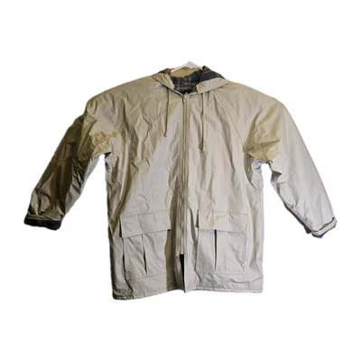 Impermeable Misty Harbor para mujer vintage con capucha liso talla M franela a cuadros crema  Foto 1 de 4