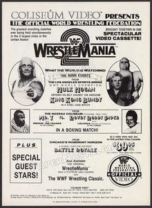 WRESTLEMANIA 2 - Impresión original 1986 AD / ANUNCIO_ Hulk Hogan - Rowdy Roddy Piper - Imagen 1 de 1