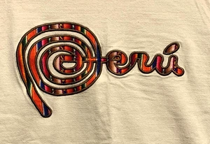 T-Shirt SMALL Fully Embroidered "Peru" T-Shirt - Picture 1 of 4