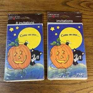 Invitaciones de fiesta de Halloween de colección American Greetings gato negro dos paquetes - Imagen 1 de 4
