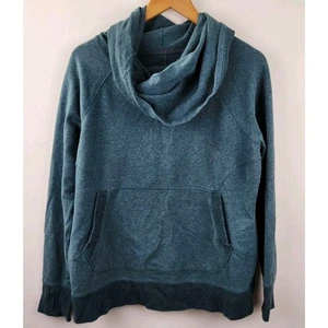 LL Bean Sweatshirt kuscheliger Pullover Wasserfallausschnitt Daumenlöcher türkis Damen Petite Large - Bild 1 von 6
