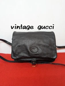 Vintage Old GUCCI Leather Shoulder Bag Black Good Condition Especially Scarce - Picture 1 of 10