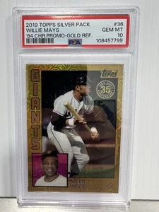 2019 Topps Silver Pack Willie Mays 1984 Gold Refractor 5/50 POP 3 PSA 10 - Picture 1 of 3