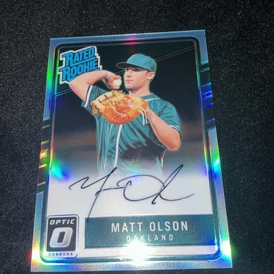 MATT OLSON 2017 DONRUSS OPTIC #167 RATED ROOKIE AUTO CAROLINA BLUE PRIZM #07/35 - Image 1 of 2