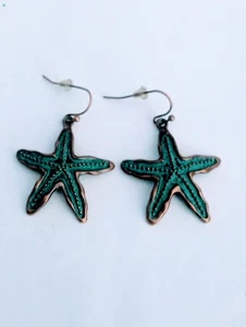 Bronze Türkis Seestern Ohrringe Seestern Strandschmuck - Bild 1 von 2