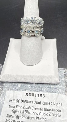 Bomb Party Delicates Sz 8 Veil of Dreams & Quiet RG61163 Blue Zircon Spinel Rhod - Image 1 of 3