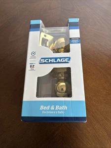 SCHLAGE Georgian Door Knob Bed & Bath Privacy Lock Satin Nickel Easy Install - Picture 1 of 7