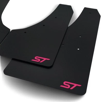 Ford Focus Mk3 ST ESTATE Rally Style Mudflaps Black Satin PVC RALLYFLAPZ ST Pink - Image 1 of 4