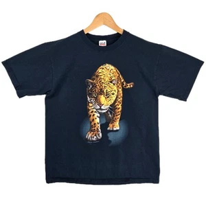 Vintage Human-I-Tees Spotted Leopard Shirt Mens Medium Double-sided Nature  - Picture 1 of 9