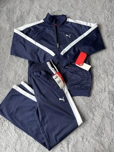 PUMA Sport Lifestyle Track Suit Set Jacket BOYS Size M, Pants Size L Navy Blue - Picture 1 of 9