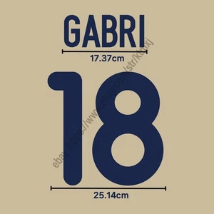 2001/02 Barcelona Away Name Set - Gabri #18 Heat Transfer Patch Fan Made - Bild 1 von 2