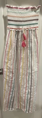 Maxi Vestido de Natación de Algodón PQ PILYQ Cubre Rayas M/L Fruncido Foto 1 de 4