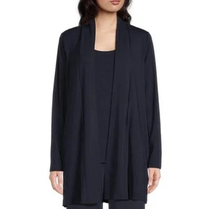 Eileen Fisher Long Cardigan Stretch Jersey Knit Open Front Easy Navy Blue 2X NWT - Picture 1 of 12