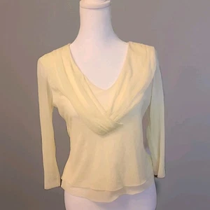 New York City Design Co. Petite Gr. M elfenbein Stretch Top tiefer Plissee V-Ausschnitt - Bild 1 von 5