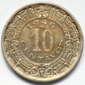 1946 MEXICO 10 CENTAVOS HIGH GRADE, 0.99 CENTS AUCTION SEE PICS - Picture 1 of 2
