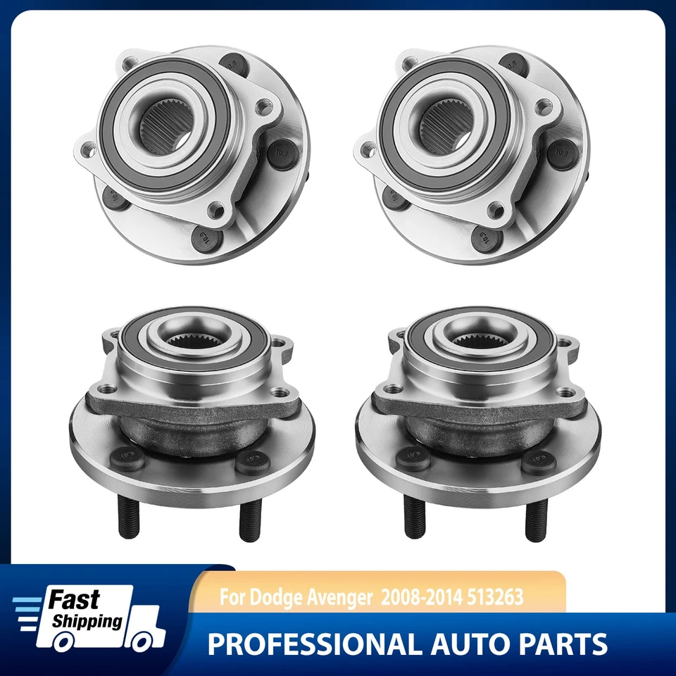 4X Front Hub and Wheel Bearing Assembly for 2007-2010 Chrysler Cirrus 2.4L 3.5L - Image 1 of 4