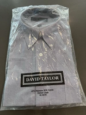 David Taylor Оксфорд ткани платье рубашка мужской размер 16-34/35 синий винтажный новый - Изображение 1 из 4