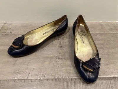 Delman Leather Ballet Flats Art to Wear Feminine Romantic Bow Purple Slip On 6.5 - Image 1 of 4