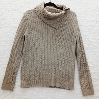 Sweater Size XL Cashmere Pullover Beige Fisherman Coastal Cowgirl Minimal Cable - Image 1 of 4