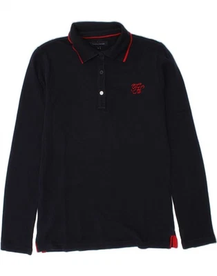 TOMMY HILFIGER Girls Long Sleeve Polo Shirt 13-14 Years Navy Blue Cotton DL05 - Image 1 of 3