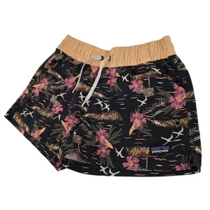 Patagonia Costa Rica Baggies Kids Girls Medium Black Floral Board Shorts - Picture 1 of 15