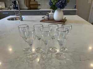 Lenox Erica Crystal Wine Glass Gold Rim Stemmed 7.75” Tall, Set Of 6 (NOT 7) - Picture 1 of 13