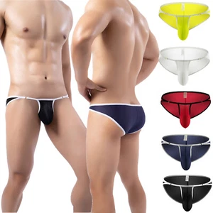 Mens Panties Sexy Sheer Mesh Bikini Pouch Thong Briefs Underwear Breathable - Picture 1 of 25