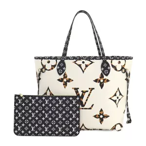 Borsa tote Louis Vuitton Monogram Jungle Neverfull MM avorio M44716 90255206 - Foto 1 di 9