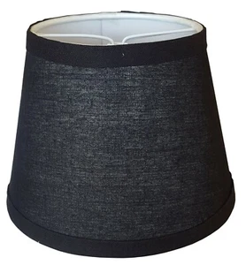 Clip-on Black Linen Fabric Parchment Shades 4" x 6" x 4 1/2" - Picture 1 of 3