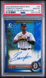 2022 Bowman Mega Box Blue Refractor #RC Roberto Campos Auto RC PSA 10 /150 - Picture 1 of 2