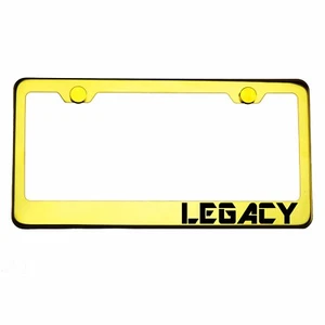 Gold Chrome License Plate Frame LEGACY Laser Engraved Metal Screw Cap - Picture 1 of 8