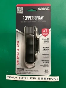 Sabre Red (BLACK) Pepper Spray Self Defense MAXIMUM STRENGTH W/UV DYE W/Key Ring - Picture 1 of 3