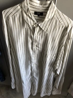 Men's "Made in Italy" ZANELLA LS Shirt XLT gold & silver stripe 48x39 sleeve 29” - Image 1 of 3