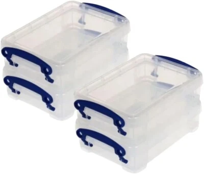 Really Useful Box 0.35 Litre Small Clear Storage Box 4 Pack - Image 1 of 4