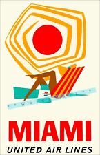 Miami Florida 1962 Sun Fun Beach Air Travel Vintage Poster Print Retro Style Art