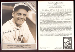 Tarjeta del 50 aniversario 1983 Marketcom Conlon HAL SCHUMACHER New York Giants - Imagen 1 de 1