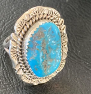 Blauer Kingman Türkis Navajo Sterlingsilber Ring Größe 7 12208 - Bild 1 von 12