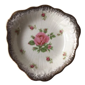 Crown Ware Ducal Plate Pink Rise Gold Edge - Foto 1 di 7