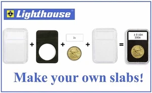 Lighthouse Everslab Coin Holder 33mm 5 Slabs Capsule For Oz Gold American Eagle - Picture 1 of 2