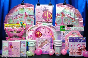 Juego de fiesta de princesa # 25 platos servilletas invitaciones globos máscaras tazas pancarta - Imagen 1 de 3