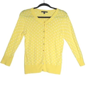 Cárdigan calibre cable para mujer S amarillo blanco lunares suéter con botones - Imagen 1 de 9